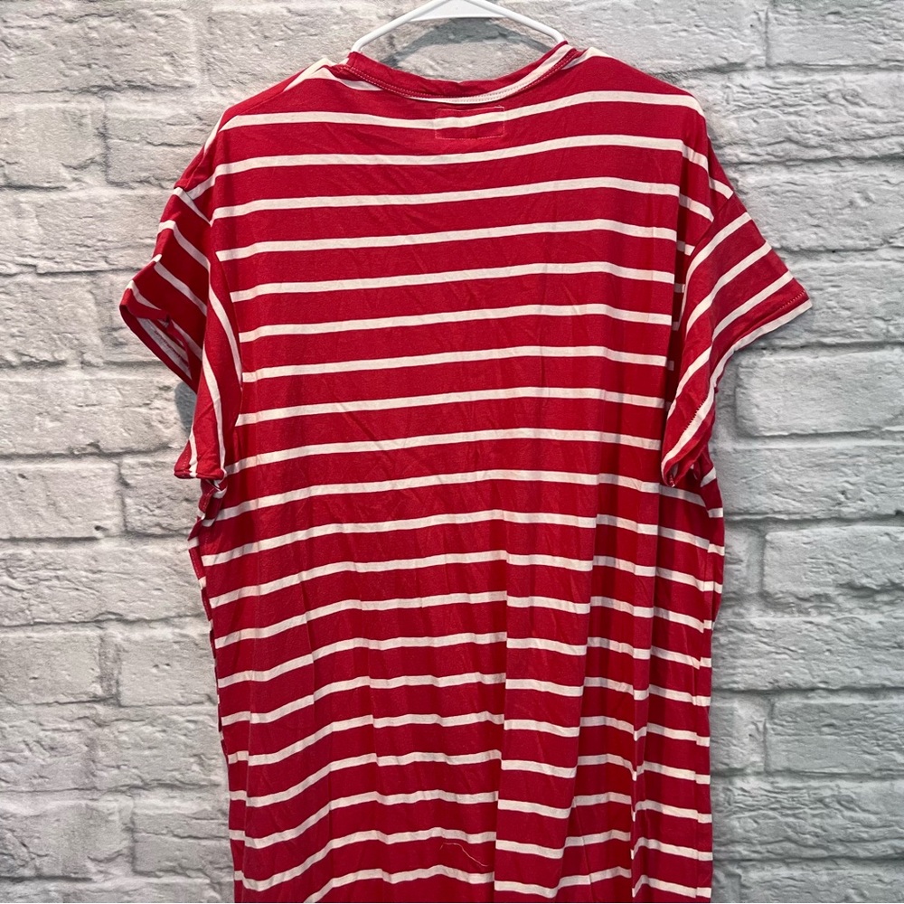NWT The GREAT. Size 1/S Button Side Dress Cardinal Stripe oversized t-shirt midi - Picture 6 of 14